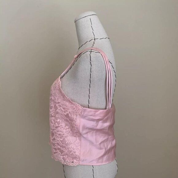 Vintage 80s 90s Victorias Secret Gold Label light pink lace camisole cropped fit - Picture 4 of 8